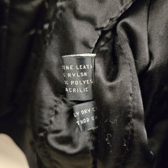 Vintage Men's XL Black Grunge Leather Distressed Bomber Jacket Motorcycle Biker - Picture 5 of 16